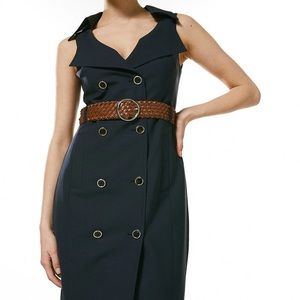 Karen Millen Polished Stretch Wool Blend Dress